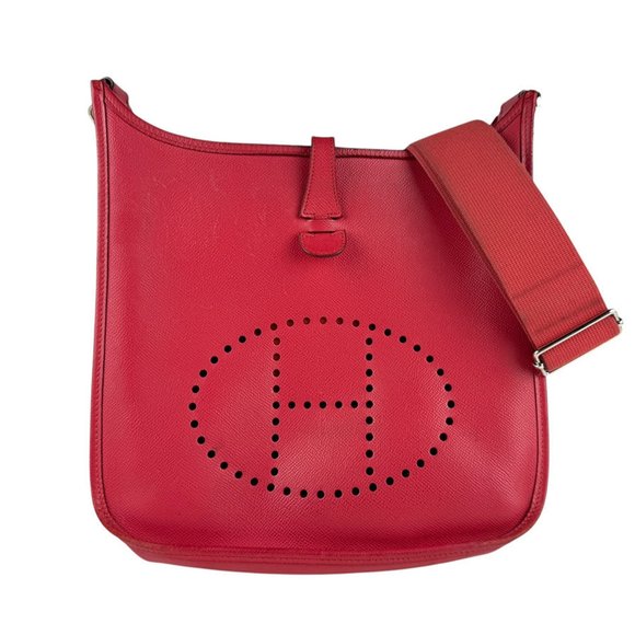 Hermes Hermès Evelyne 3 PM Shoulder Bag in Red and Silver Leather for Men Women, - Picture 1 of 5